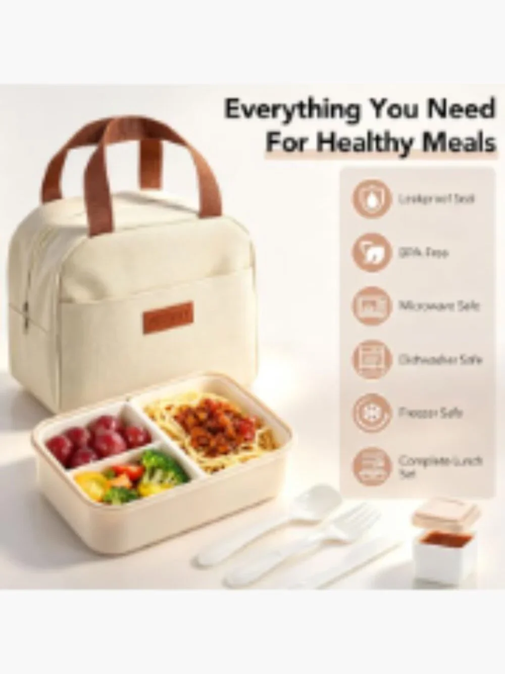 Bento Lunch Box Set with Insulated Bag, Utensils, BPA-Free, Microwave &